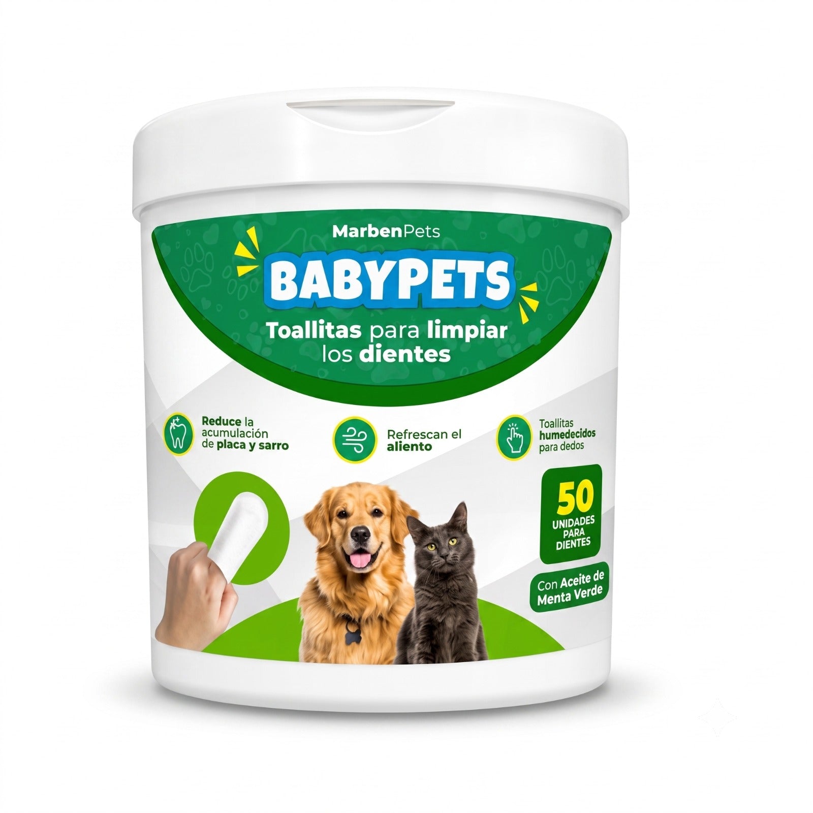 Toallitas Limpia Dientes BabyPets Finger Pads 50 Unidades